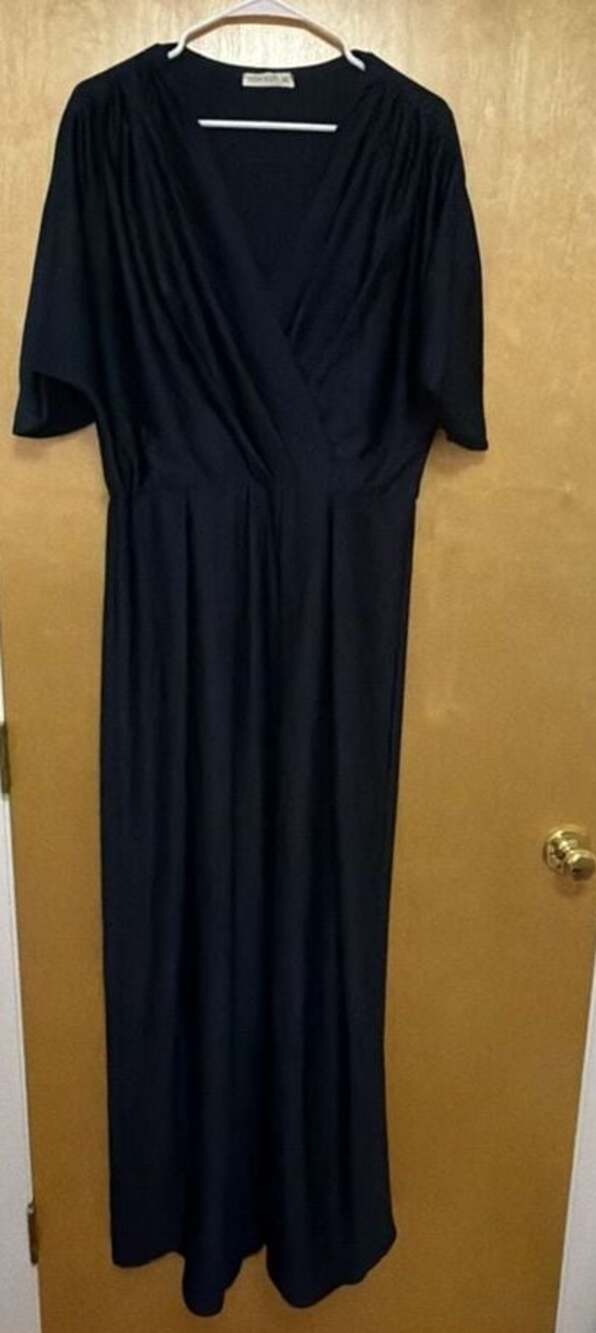 Koh Koh Navy Blue V-Neck Short Sleeve Maxi Dress Jumpsuit XL